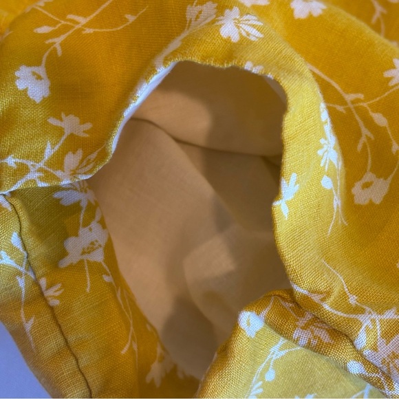 CYNTHIA ROWLEY 100% Linen Sleeveless Collared Midi Yellow Floral Dress‎ Size 8 - Picture 7 of 10